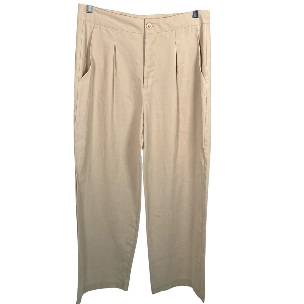 Primark Edit Beige Pleated Wide Leg Trousers Women’s Size 10 US‎ Lyocell Pants